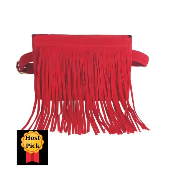 Badiya Handbags - HP! 🎉 Boho Style Fringe Red Belt Bag
